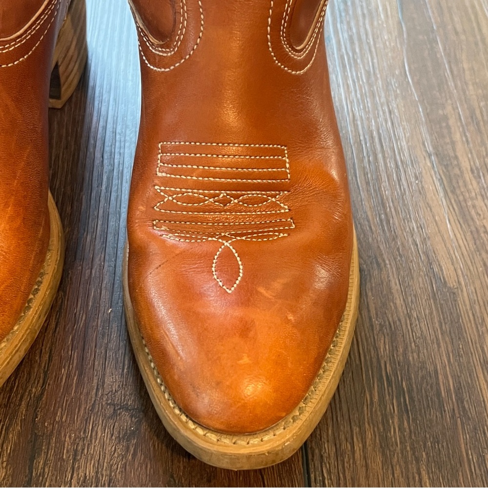 Landis Cognac Brown Country Western Leather Cowboy Boots Mens Sz 10 - Picture 6 of 16